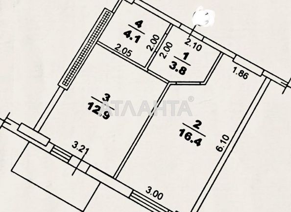 1-room apartment apartment by the address st. Lyustdorfskaya dor Chernomorskaya dor (area 38,3 m2) - Atlanta.ua - photo 2