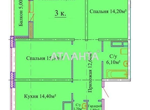 3-комнатная квартира по адресу ул. Варненская (площадь 87 м²) - Atlanta.ua