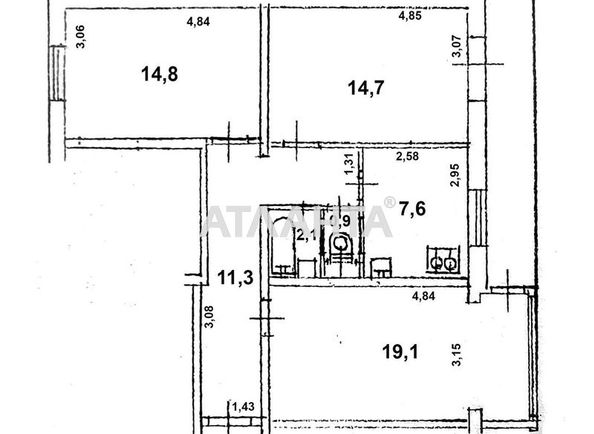 3-rooms apartment apartment by the address st. Shchuseva (area 72,0 m2) - Atlanta.ua