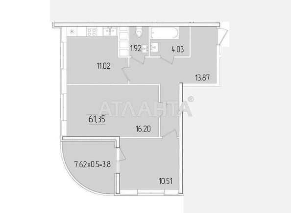 2-rooms apartment apartment by the address st. Krasnova (area 61,4 m2) - Atlanta.ua