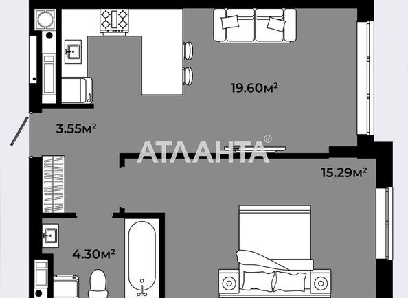 1-кімнатна квартира за адресою вул. Героїв Крут (площа 42,7 м2) - Atlanta.ua - фото 3