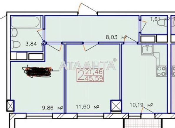 2-rooms apartment apartment by the address st. Zhemchuzhnaya (area 47,0 m2) - Atlanta.ua - photo 15