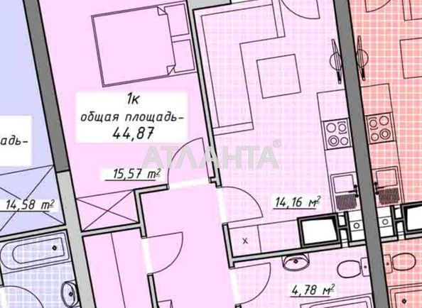 1-room apartment apartment by the address st. Kurortnyy per (area 44,0 m2) - Atlanta.ua - photo 3