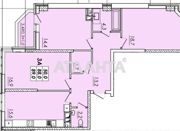 3-rooms apartment apartment by the address st. Ovidiopolskaya dor (area 89,0 m2) - Atlanta.ua - photo 4