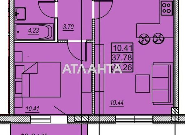 1-room apartment apartment by the address st. Zabolotnogo ak (area 39,3 m²) - Atlanta.ua - photo 2