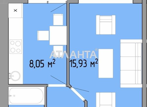 1-room apartment apartment by the address st. Nebesnoy Sotni pr Zhukova marsh pr Leninskoy iskry pr (area 34,5 m2) - Atlanta.ua