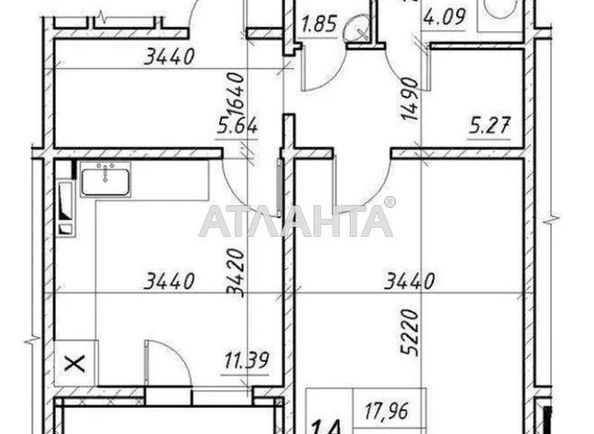1-room apartment apartment by the address st. Konoplyanskaya (area 48,8 m2) - Atlanta.ua