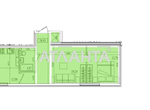 2-комнатная квартира по адресу Небесной Сотни пр. (площадь 59 м²) - Atlanta.ua