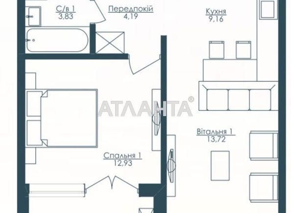 1-room apartment apartment by the address st. Frantsuzskiy bul Proletarskiy bul (area 50 m²) - Atlanta.ua - photo 2