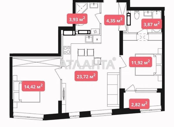 2-комнатная квартира по адресу ул. Ш. Надднепрянское (площадь 64,5 м²) - Atlanta.ua