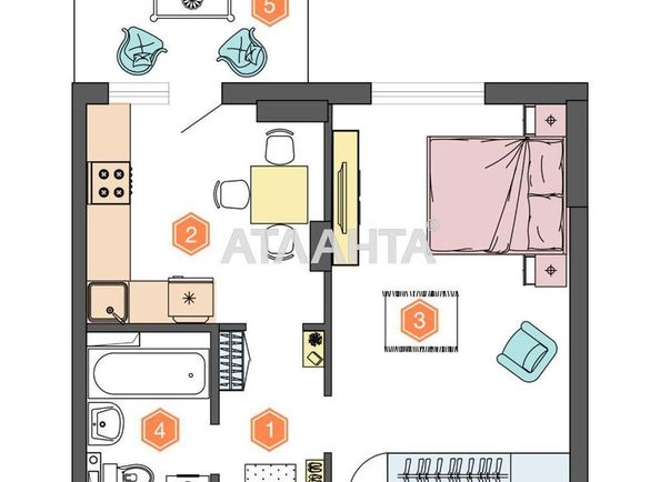 1-комнатная квартира по адресу ул. Сахарова (площадь 39,5 м²) - Atlanta.ua - фото 12