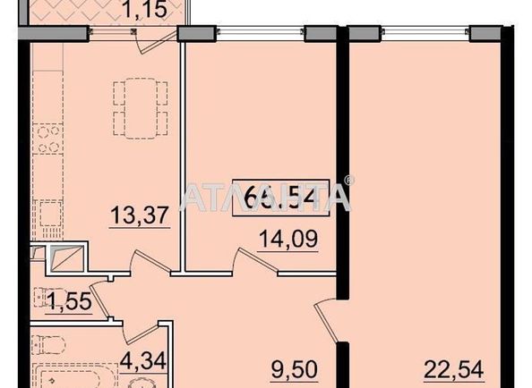 2-комнатная квартира по адресу ул. Сахарова (площадь 60 м²) - Atlanta.ua - фото 4