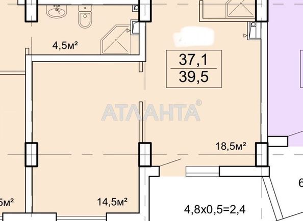 1-комнатная квартира по адресу Ванный пер. (площадь 43,4 м²) - Atlanta.ua - фото 11