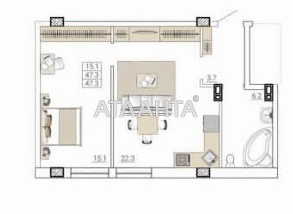 2-кімнатна квартира за адресою вул. Малиновського марш. (площа 49,4 м²) - Atlanta.ua - фото 4