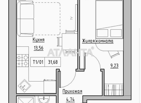 1-room apartment apartment by the address st. Spreysa (area 31,6 m²) - Atlanta.ua - photo 2