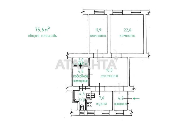 3-rooms apartment apartment by the address st. Mechnikova (area 75,6 m²) - Atlanta.ua - photo 2
