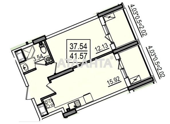 1-room apartment apartment by the address st. Dacha Kovalevskogo Amundsena (area 41,6 m²) - Atlanta.ua - photo 4