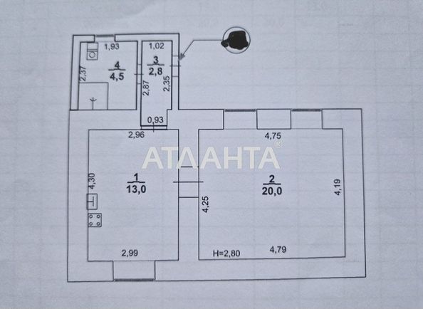 1-комнатная квартира по адресу ул. Черноморского Казачества (площадь 40 м²) - Atlanta.ua - фото 2