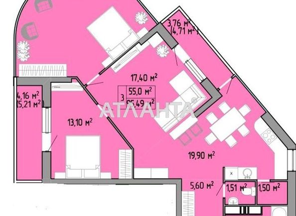 3-rooms apartment apartment by the address st. Pishonovskaya (area 95,5 m²) - Atlanta.ua - photo 9