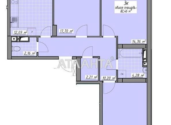 3-кімнатна квартира за адресою вул. Воробйова ак. (площа 82,5 м²) - Atlanta.ua - фото 12