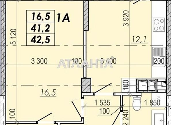 1-кімнатна квартира за адресою Овідіопольська дор. (площа 42,8 м²) - Atlanta.ua - фото 2