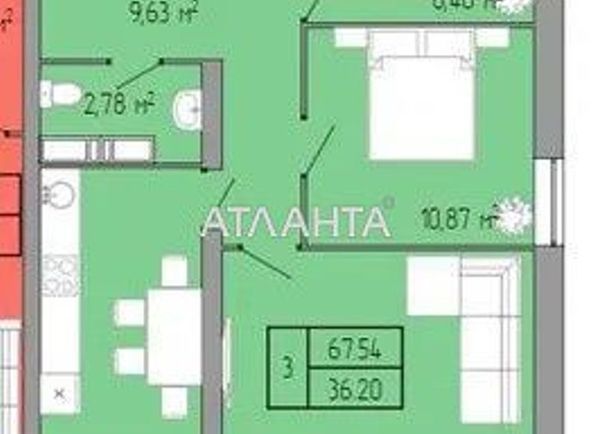 3-rooms apartment apartment by the address st. Pishonovskaya (area 67,5 m²) - Atlanta.ua - photo 2