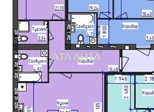 2-комнатная квартира по адресу ул. Лазурная (площадь 78,5 м²) - Atlanta.ua - фото 3