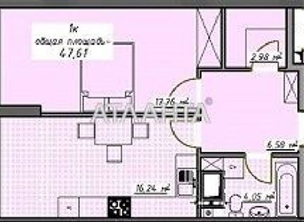 1-room apartment apartment by the address st. Kurortnyy per (area 47,9 m²) - Atlanta.ua