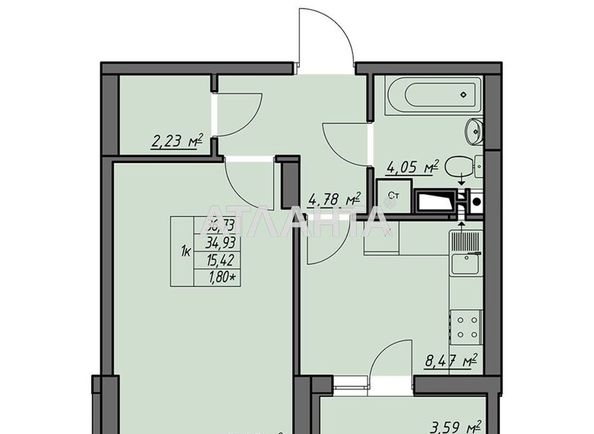 1-room apartment apartment by the address st. Odesskaya (area 36,8 m²) - Atlanta.ua - photo 14