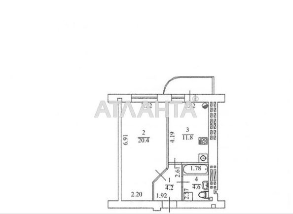 1-room apartment apartment by the address st. Dnepropetr dor Semena Paliya (area 42,1 m²) - Atlanta.ua - photo 8