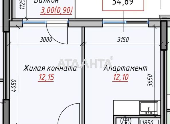 1-кімнатна квартира за адресою вул. Дачна (площа 34,9 м²) - Atlanta.ua - фото 2