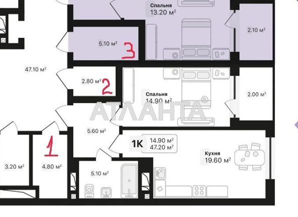 1-room apartment apartment by the address st. Topolnaya ul (area 47,2 m²) - Atlanta.ua - photo 10