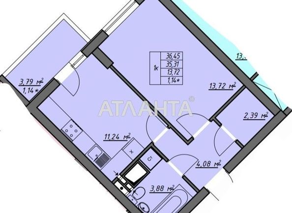 1-комнатная квартира по адресу ул. Воробьева ак. (площадь 36,9 м²) - Atlanta.ua - фото 6