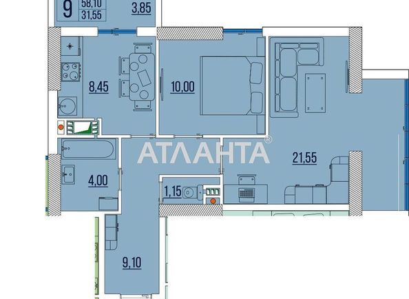 2-rooms apartment apartment by the address st. Bugaevskaya Instrumentalnaya (area 58,2 m²) - Atlanta.ua - photo 2