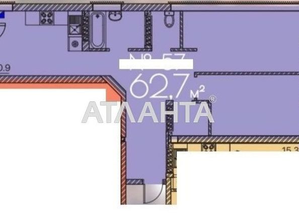 2-rooms apartment apartment by the address st. Lyustdorfskaya dor Chernomorskaya dor (area 62,7 m²) - Atlanta.ua
