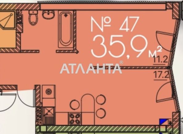 1-кімнатна квартира за адресою Люстдорфська дор. (площа 35,9 м²) - Atlanta.ua