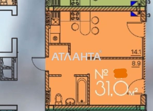 1-комнатная квартира по адресу Люстдорфская дор. (площадь 31 м²) - Atlanta.ua