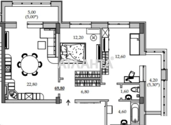 2-rooms apartment apartment by the address st. Vilyamsa ak (area 69,8 m²) - Atlanta.ua