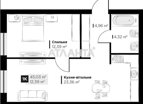 1-room apartment apartment by the address st. Galitskaya (area 45,0 m²) - Atlanta.ua - photo 11