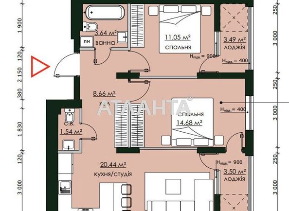 2-кімнатна квартира за адресою вул. Городницька (площа 67 м²) - Atlanta.ua - фото 3