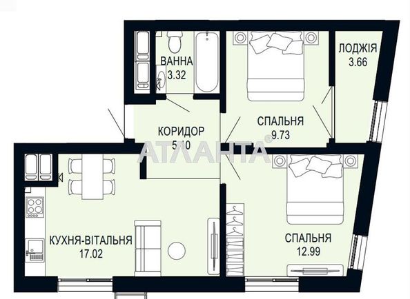 2-rooms apartment apartment by the address st. Shchurata V ul (area 51,8 m²) - Atlanta.ua - photo 5