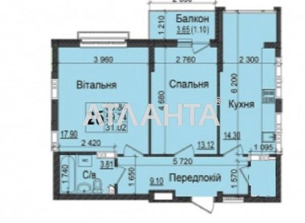 2-кімнатна квартира за адресою вул. Метрологічна (площа 61,7 м²) - Atlanta.ua - фото 14