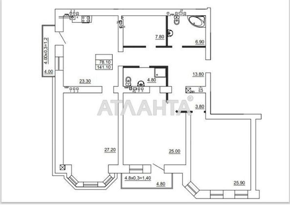 3-кімнатна квартира за адресою вул. Литвака Бориса (площа 141,1 м²) - Atlanta.ua - фото 2