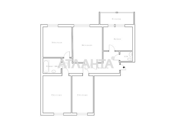 Багатокімнатна квартира за адресою вул. Олега Антонова (площа 94,2 м²) - Atlanta.ua - фото 4