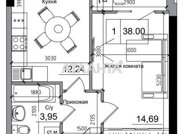 1-комнатная квартира по адресу 7 км овидиопольской дор. (площадь 38 м²) - Atlanta.ua - фото 6