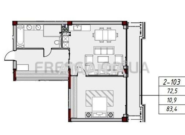 1-кімнатна квартира за адресою вул. Азарова віце-адм. (площа 83,4 м²) - Atlanta.ua - фото 5