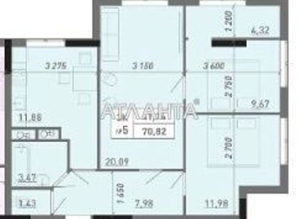 3-комнатная квартира по адресу ул. Вильямса ак. (площадь 71 м²) - Atlanta.ua