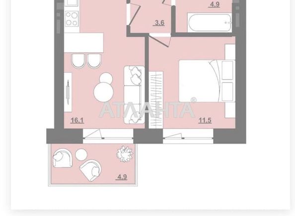 1-room apartment apartment by the address st. Sadovaya (area 37,5 m²) - Atlanta.ua - photo 5