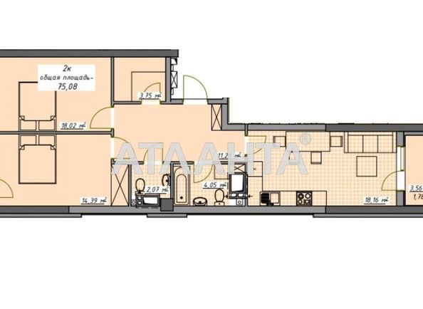 2-rooms apartment apartment by the address st. Kurortnyy per (area 75,1 m²) - Atlanta.ua - photo 2