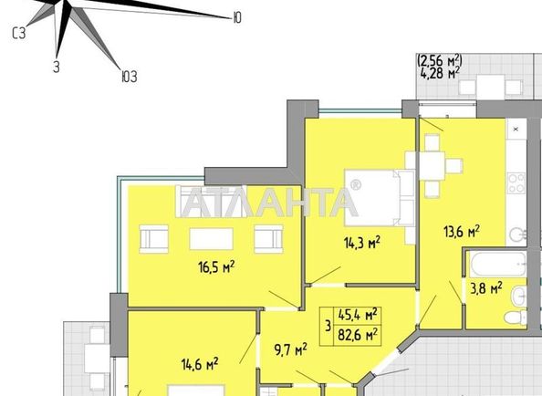 3-комнатная квартира по адресу Небесной Сотни пр. (площадь 83,7 м²) - Atlanta.ua